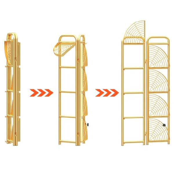 JG20375391 4 Tier Folding Corner Shelf With Triangle Storage Rack And 119cm Height