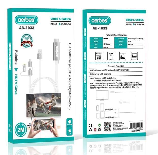 Aerbes AB-1033 2M HDTV Cable Adapter for IOS And Android