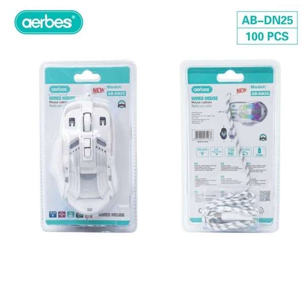 Aerbes AB-DN25 USB Wired Clear Colourful LED Optical Gaming Mouse