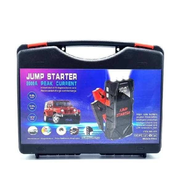 2000Amp Peak Current Jump Starter Kit With Tyre Compressor 12V
