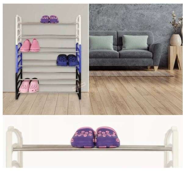 JG20375316 3 In 1 Adjustable 6 Tier Stainless Steel Shoe Rack