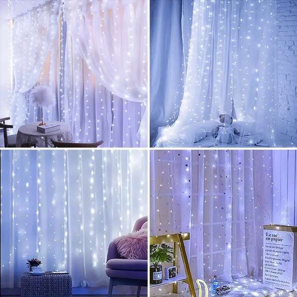 Aerbes AB-CL01-1-White 3x2M Copper Wire Fairy Curtain Light With Remote Control