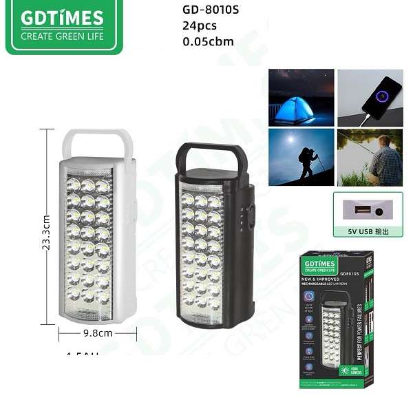 GDTimes GD-8010S 1000lms Rechargeable Lantern With Dc And USB Port, 4.5mah Battery