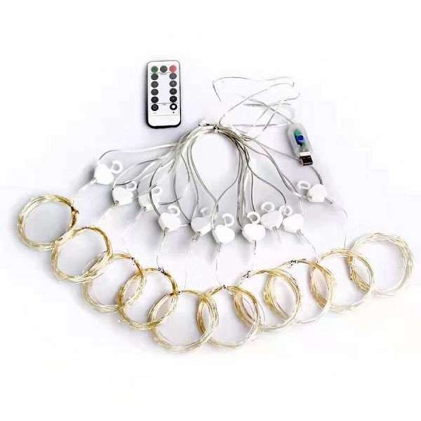 Aerbes AB-CL01-1-Warm White 3x2M Copper Wire Fairy Curtain Light With Remote Control