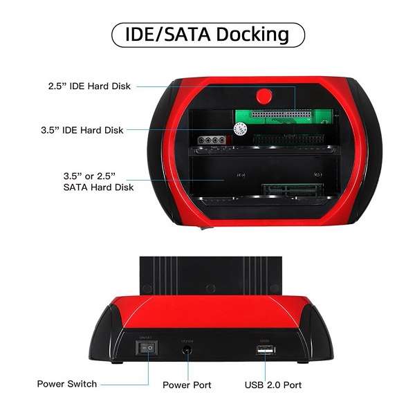 JG20375501 All-In-1 USB 2.0 To SATA+IDE Hard Disk Base Multi-Function HDD Docking Station