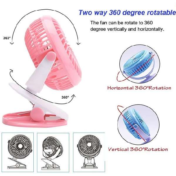 ML-F168 Clip On USB Rechargeable Fan With 3 Modes
