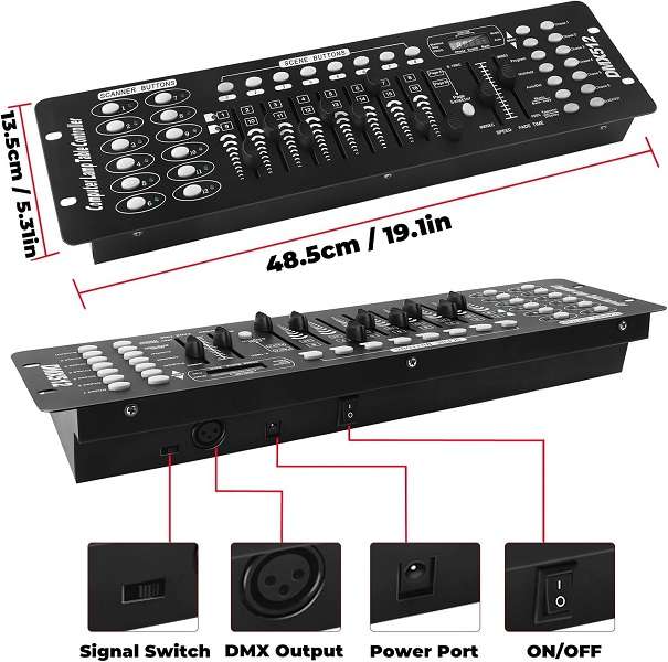 DMX512 Controller 192 Channels DMX Light Effects Console For DJs, Disco