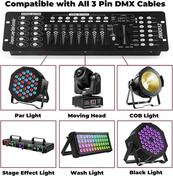 DMX512 Controller 192 Channels DMX Light Effects Console For DJs, Disco