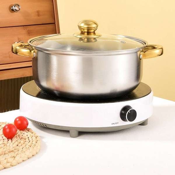 10 Piece Stainless Steel Pot Set With Gold Handle