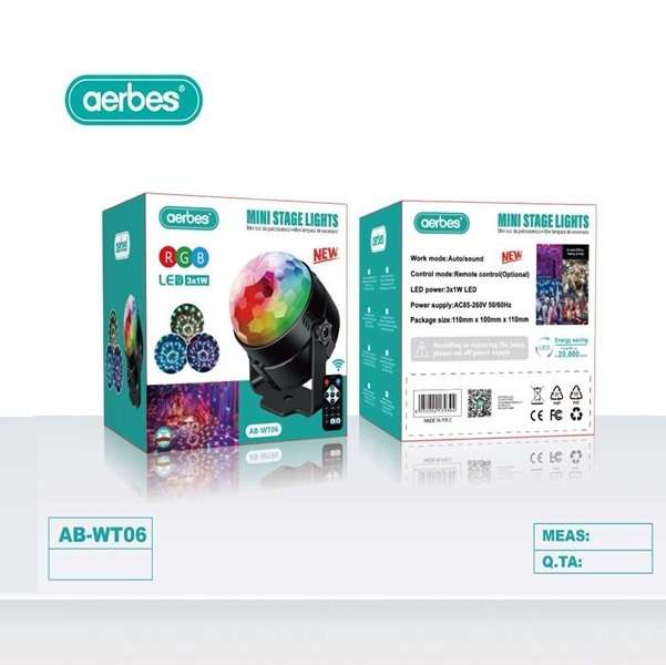 Aerbes AB-WT06 RGB Mini Stage Light With Remote Control