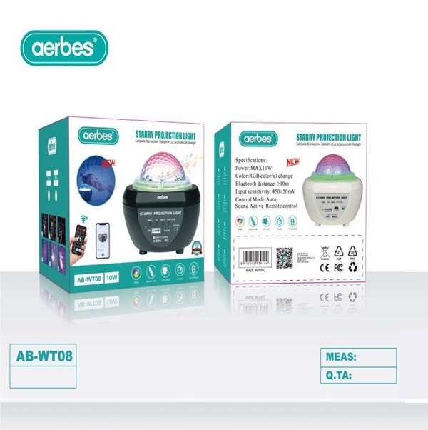 Aerbes AB-WT08 Mini RGB Projection Bluetooth Speaker With remote Control