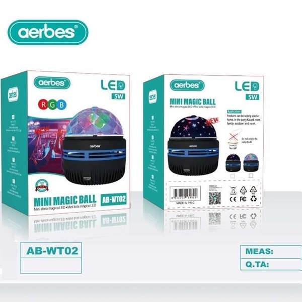 Aerbes AB-WT02 360° Rotation RGB Mini Magic Ball Light