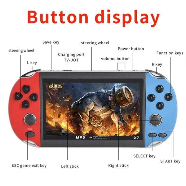 XF00008 4.3inch Screen Handheld MP5 X7 Retro Game Console