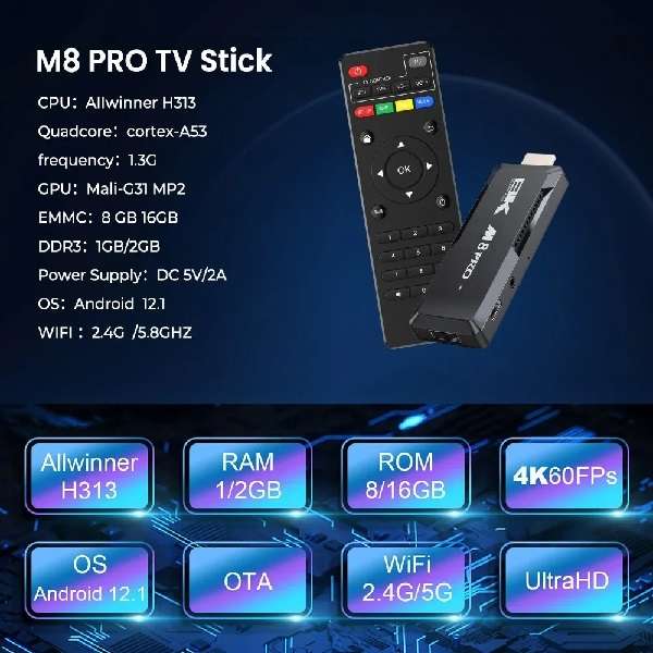 Mi JG20375467 Wifi M8 Pro Android TV Stick With Google Play Assistant 2+16GB
