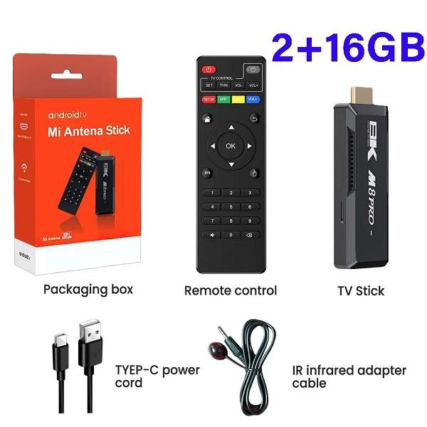 Mi JG20375467 Wifi M8 Pro Android TV Stick With Google Play Assistant 2+16GB