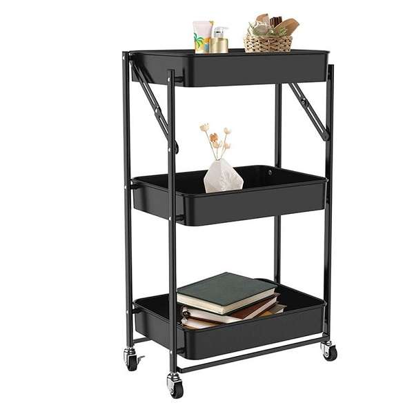 JG20375386 3-Tier Organising Foldable Trolley Shelf
