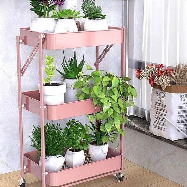 JG20375386 3-Tier Organising Foldable Trolley Shelf