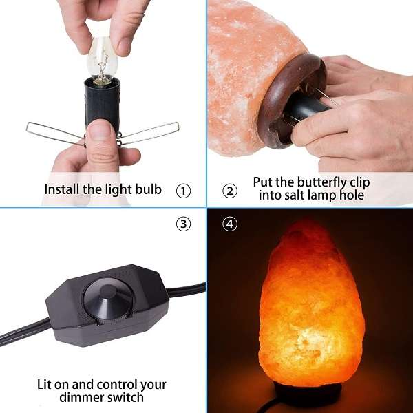 JG20375554 220V Crystal Himalayan Salt Lamp With Dimmer Control Switch