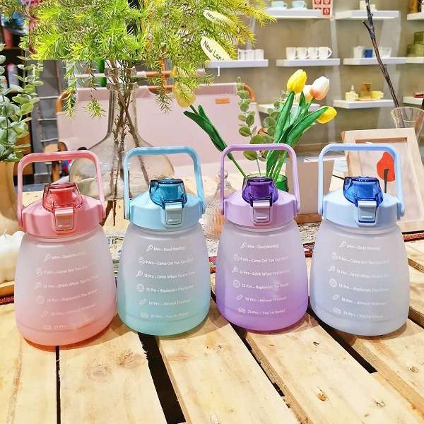1300ml Motivational Pot Belly Water Bottle With Straw