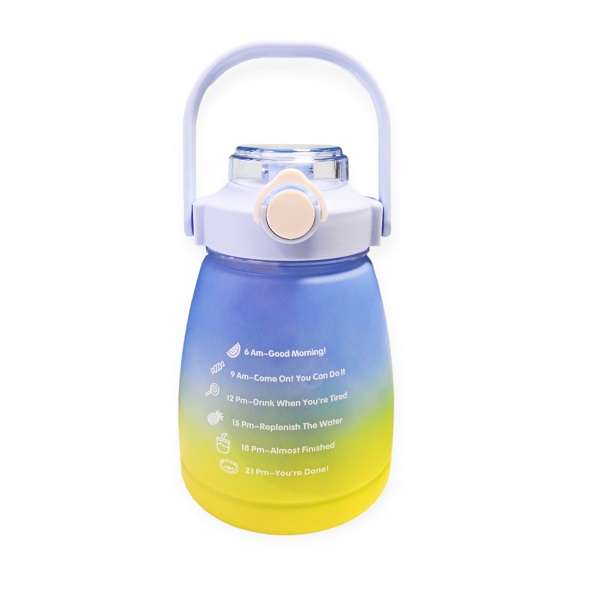 1300ml Motivational Pot Belly Water Bottle With Straw