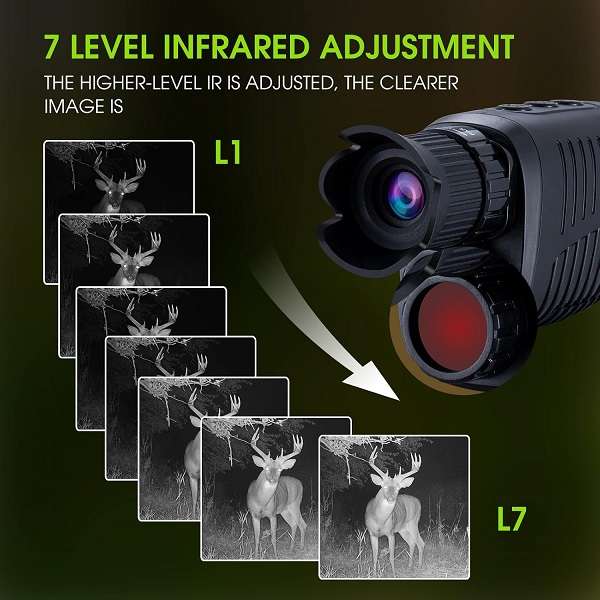 XF0857 Night Vision Monoculars 1080p 7 Speed Infrared Adjustment R1