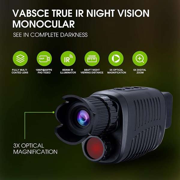 XF0857 Night Vision Monoculars 1080p 7 Speed Infrared Adjustment R1