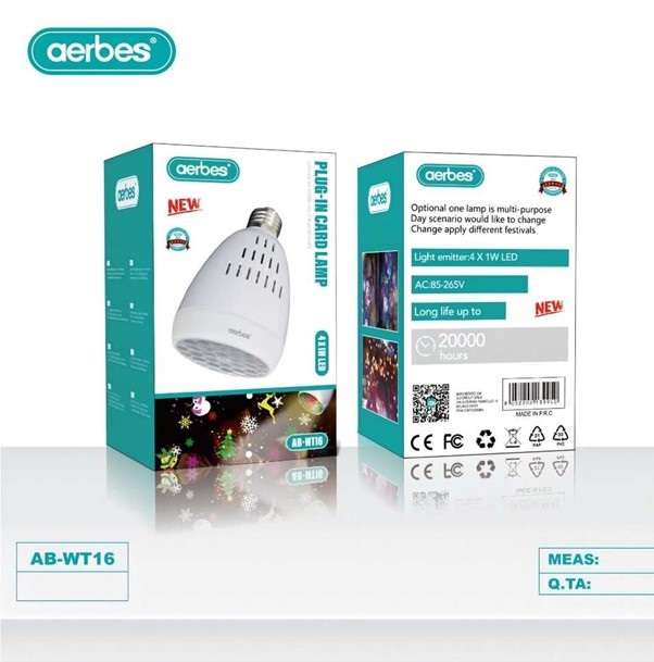 Aerbes AB-WT16 LED Bulb RGB Light 4 x 1W LED