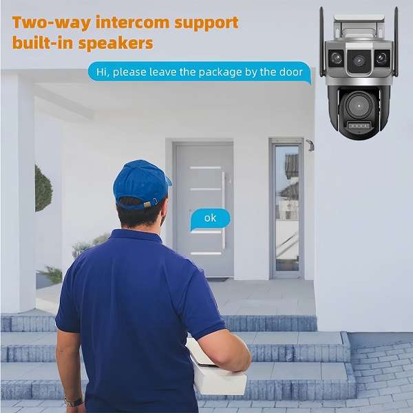JG20375625 4G Dual Lens Three Screen Security Camera With PIR Detection 380V Pro App