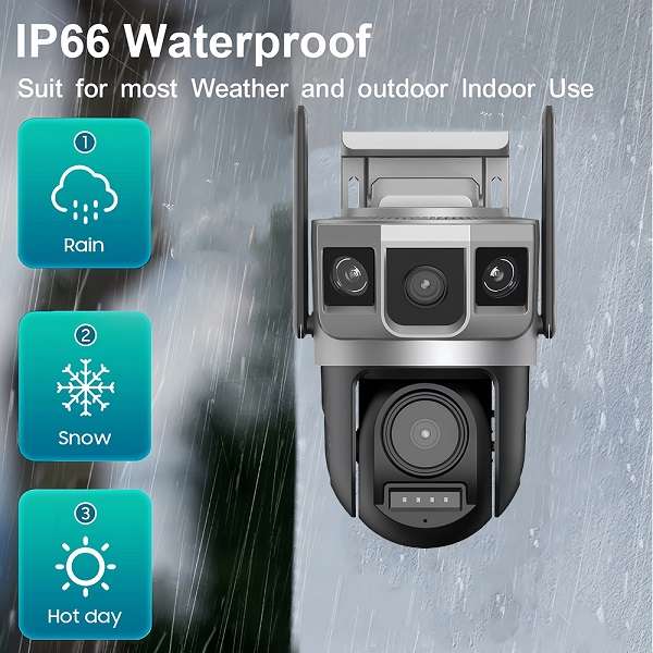 JG20375625 4G Dual Lens Three Screen Security Camera With PIR Detection 380V Pro App