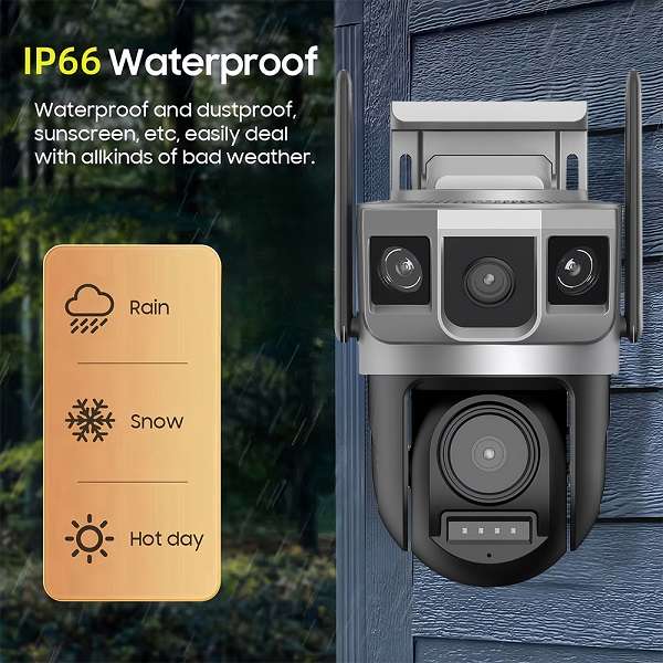 JG20375625 4G Dual Lens Three Screen Security Camera With PIR Detection 380V Pro App