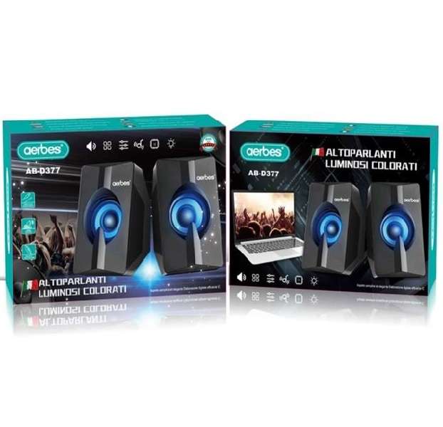 Aerbes AB-D377 Luminous USB Computer Speaker