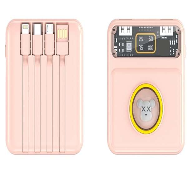 Treqa TR-969 10000Mah Transparent Power Bank with USB Cables Attached