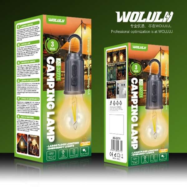 Wolulu AS-32771 3 Mode Rechargeable Hanging Hook Clip Camping Light