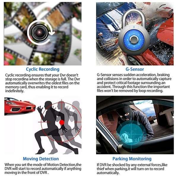 Aerbes AB-Q610 HD 1080P HDR In Vehicle Dual Dashboard Camera