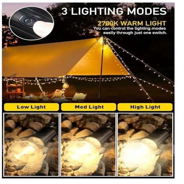 Wolulu AS-32771 3 Mode Rechargeable Hanging Hook Clip Camping Light