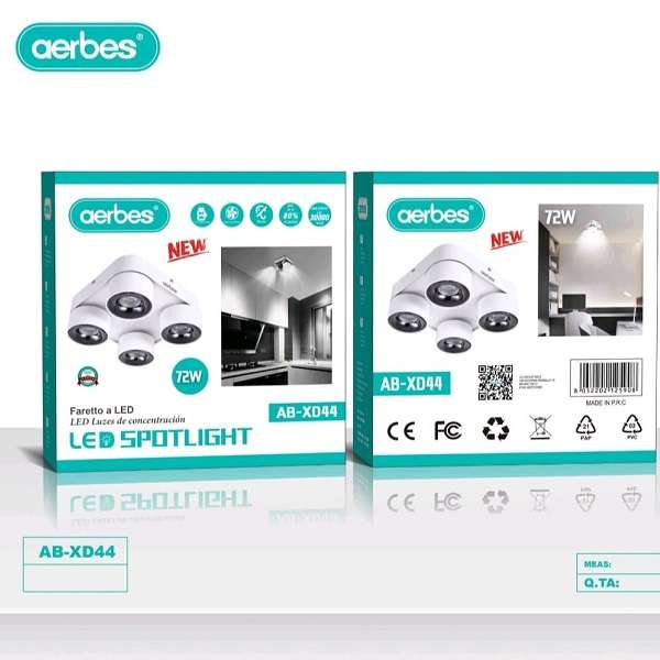 Aerbes AB-XD44 72W 4 Panel Spotlight With Wide Angle Positive White Light