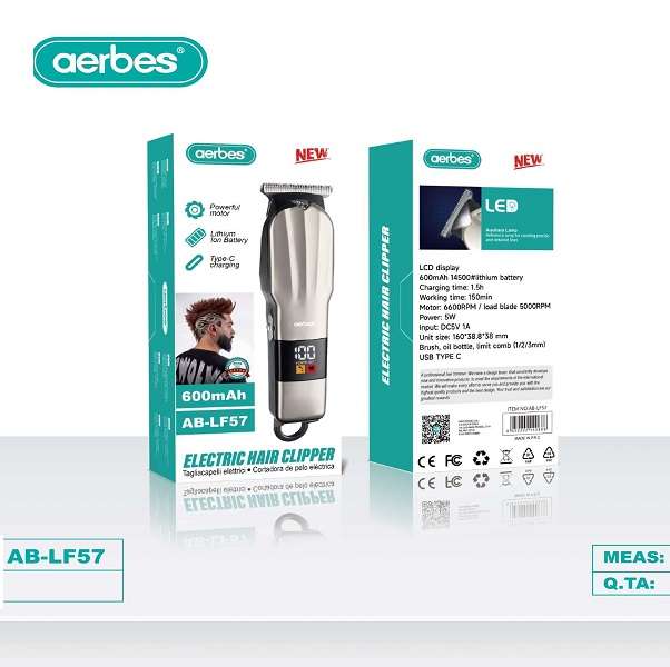 Aerbes AB-LF51 600mah Barber Hair Trimmer With Digital Display