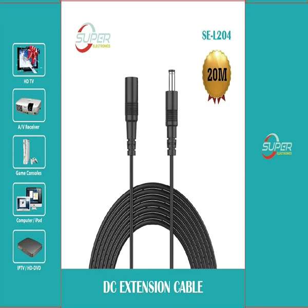 Super Electronics SE-L204  20M Male to Female DC Power Extension