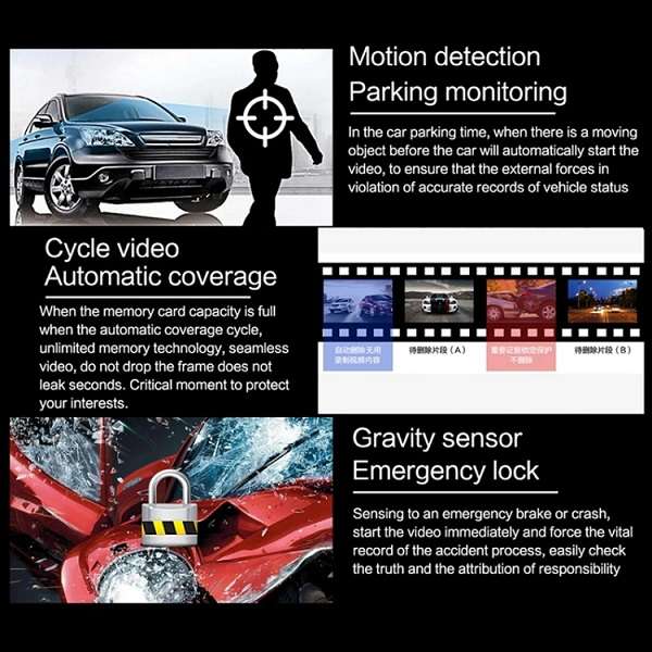 Baihuo MY-7120 DVR 1080P Full HD Dashboard Rearview Mirror Camera