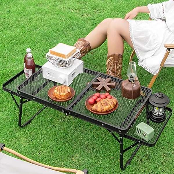 JG20375697 Portable Folding Camping Table with Side Trays