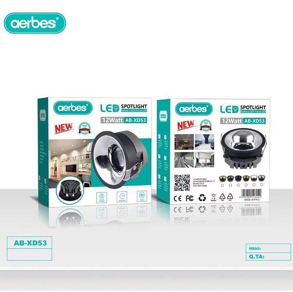 Aerbes AB-XD53 12W Spotlight Wide Angle Positive White Light