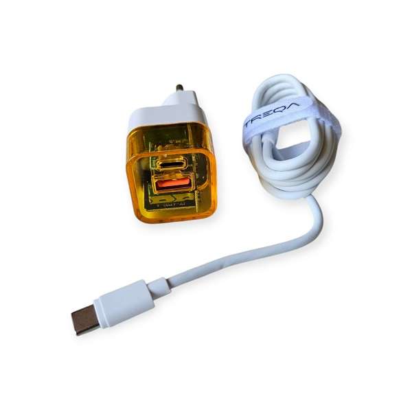 Treqa CS-237 Type C 38W USB + PD Charging Head With Type C To Type C Cable