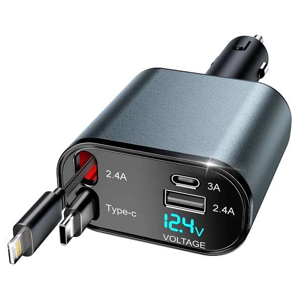 Aerbes AB-CZ35 4 in 1 Car Charger With Retractable Cables 120W