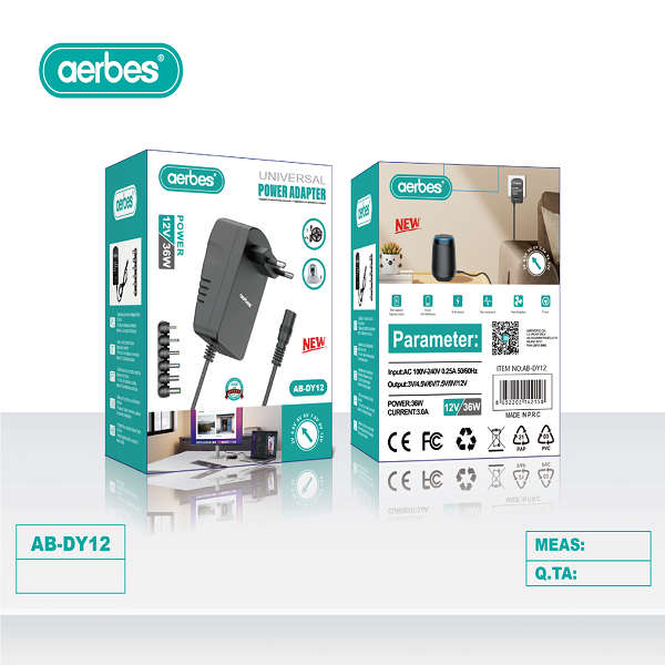 Aerbes AB-DY12  12V Universal Power Adapter 36W