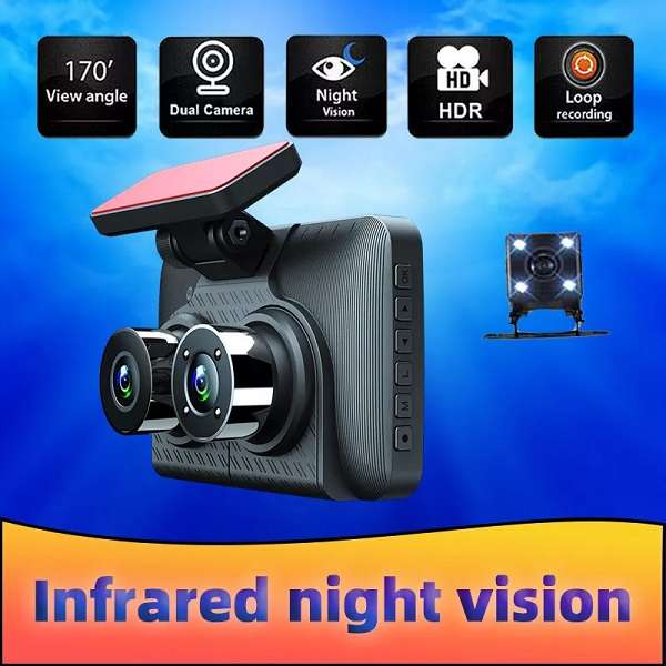 Aerbes AB-QC34 300Mah  3-Camera Lens Car DVR 4" Full HD 1080P Dash Cam With G-Sensor