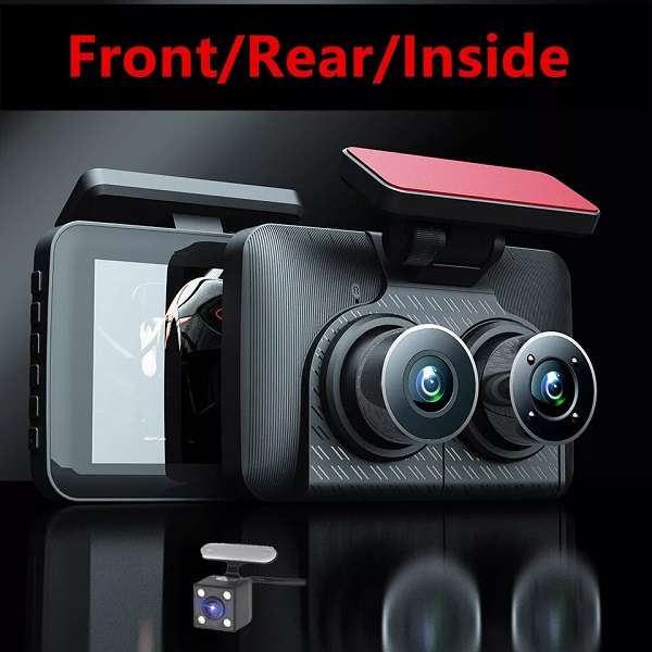 Aerbes AB-QC34 300Mah  3-Camera Lens Car DVR 4" Full HD 1080P Dash Cam With G-Sensor