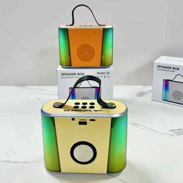 V6 Rechargeable  Bluetooth Speaker with RGB Lights and TF Card  Slot