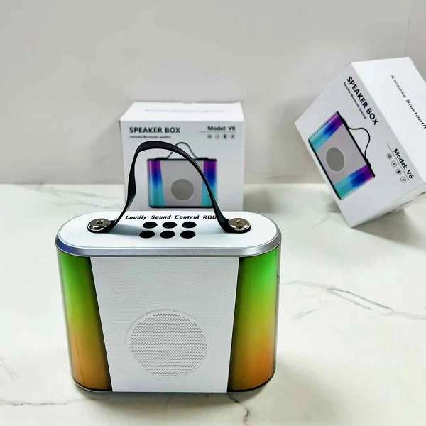 V6 Rechargeable  Bluetooth Speaker with RGB Lights and TF Card  Slot