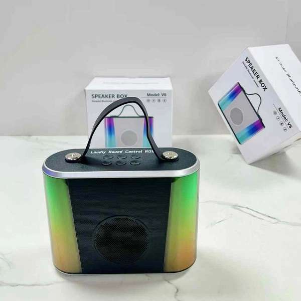 V6 Rechargeable  Bluetooth Speaker with RGB Lights and TF Card  Slot