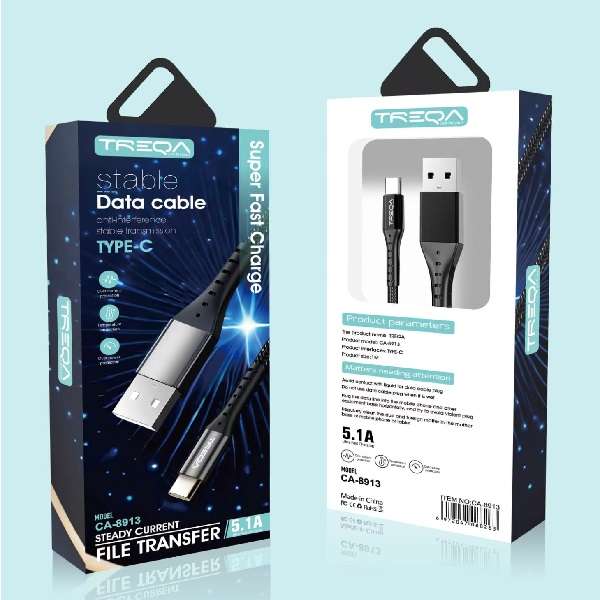 Treqa CA-8913 USB To Type C 5.1A Data Cable 1M